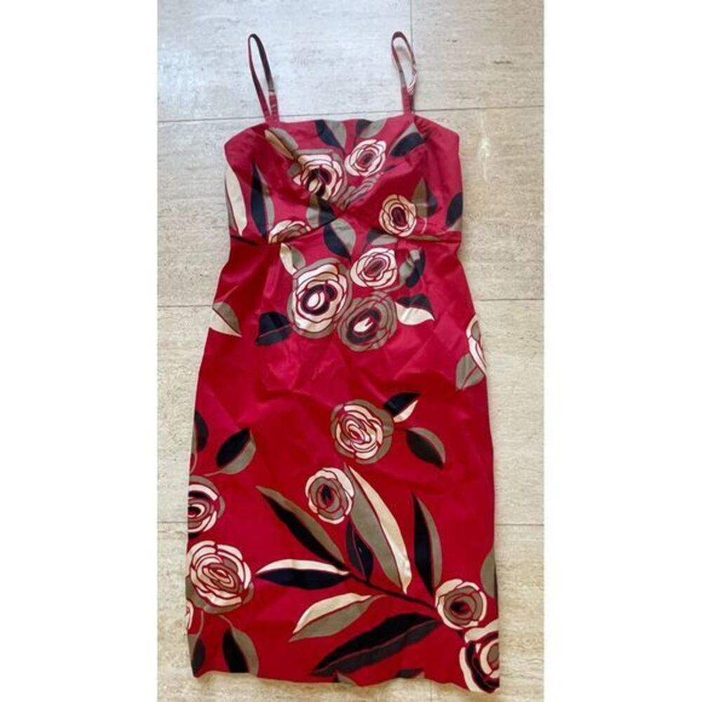 New York company Elegant Red Floral Spaghetti Strap Dress Evening Wear size 2